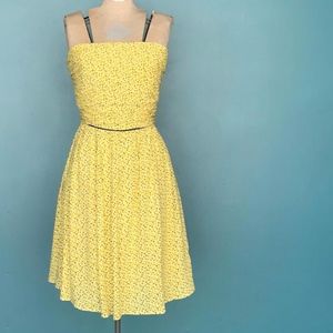 DKNY Yellow Dress Strapless Polka Dot Summer Dress